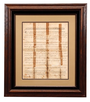 Benjamin Harrison Signed and Framed 1784 Land Grant